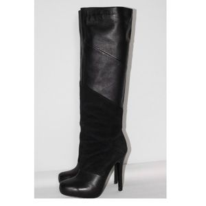 House of Harlow black leather&suede kneehigh boots